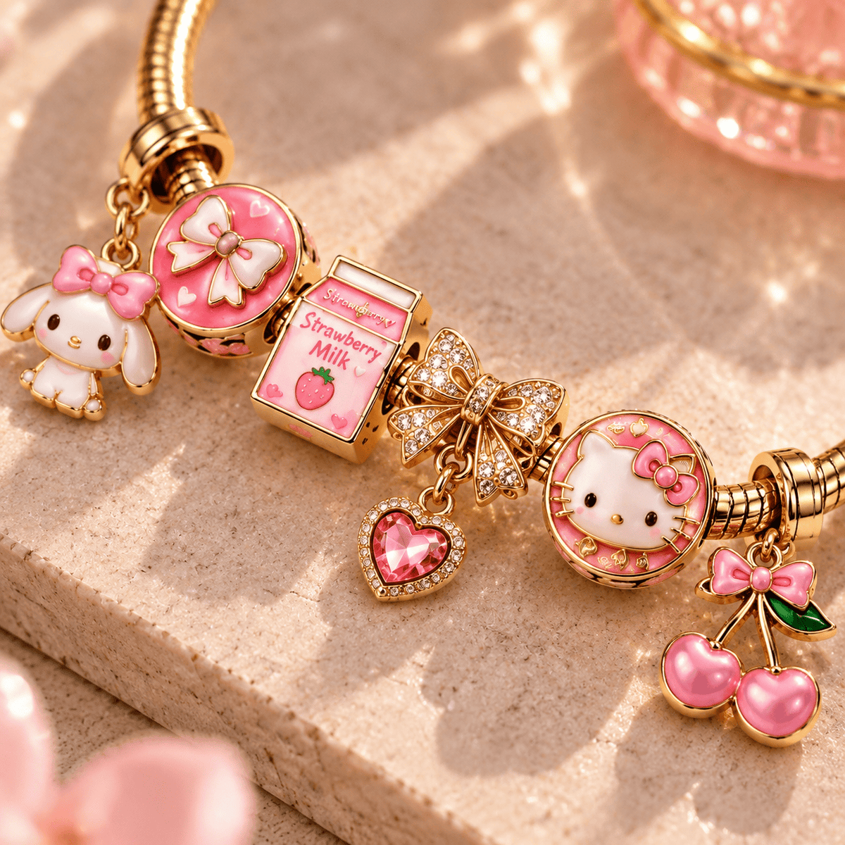 KAWAII Gold Charm Bracelet Set TTN