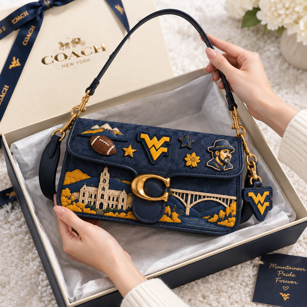West Virginia Mountaineers Coach Shoulder Cross With Charm